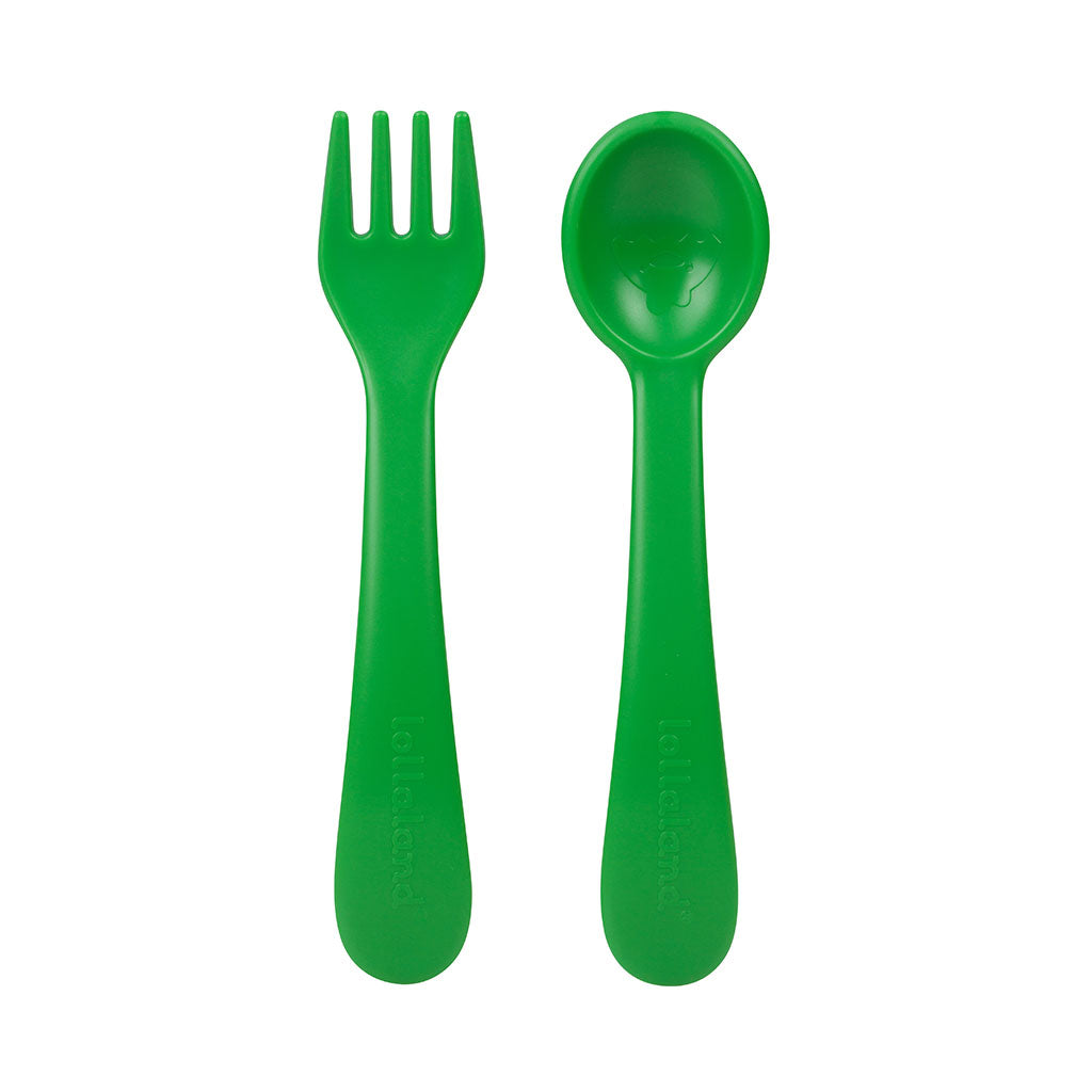 Green child fork and spoon