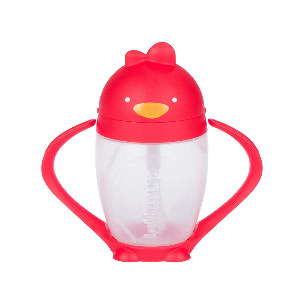 Red weighted straw cup for toddlers
